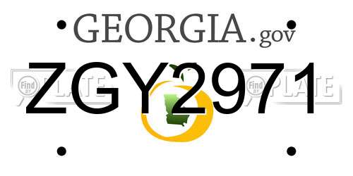 ZGY2971 Georgia License Plate