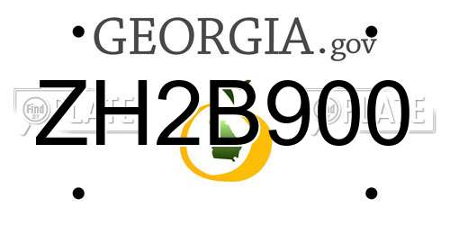 ZH2B900 Georgia License Plate