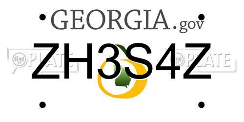 ZH3S4Z Georgia License Plate