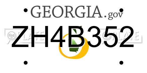 ZH4B352 Georgia License Plate