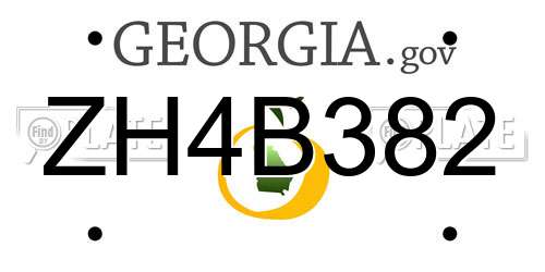 ZH4B382 Georgia License Plate