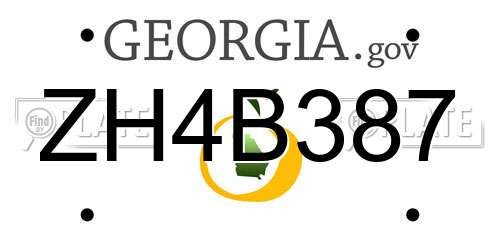 ZH4B387 Georgia License Plate