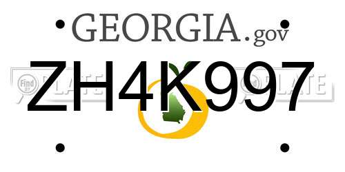 ZH4K997 Georgia License Plate