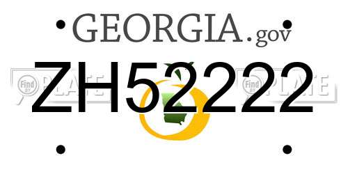 ZH52222 Georgia License Plate