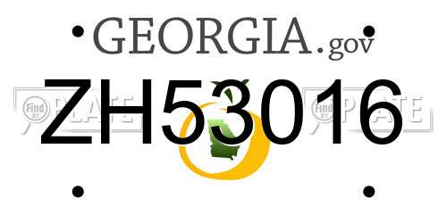ZH53016 Georgia License Plate