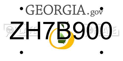 ZH7B900 Georgia License Plate