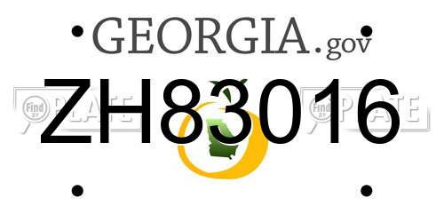 ZH83016 Georgia License Plate