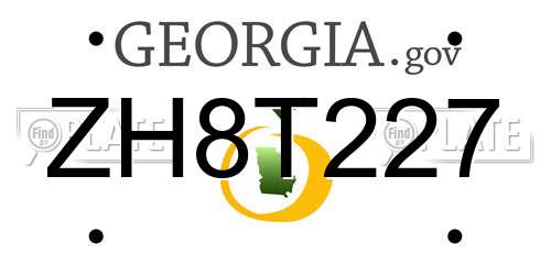 ZH8T227 Georgia License Plate