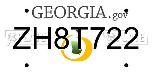 ZH8T722 Georgia License Plate