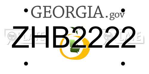 ZHB2222 Georgia License Plate