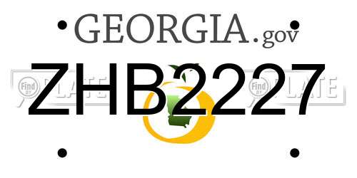 ZHB2227 Georgia License Plate