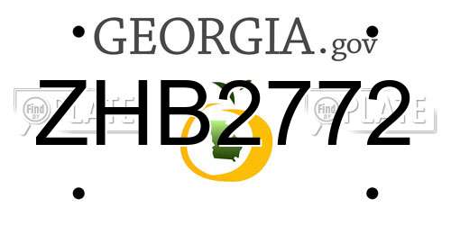 ZHB2772 Georgia License Plate