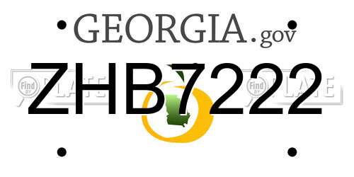 ZHB7222 Georgia License Plate
