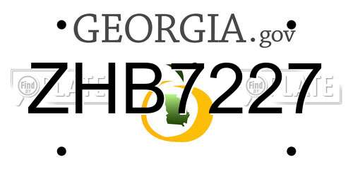 ZHB7227 Georgia License Plate
