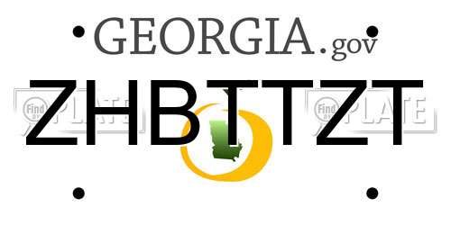 ZHBTTZT Georgia License Plate