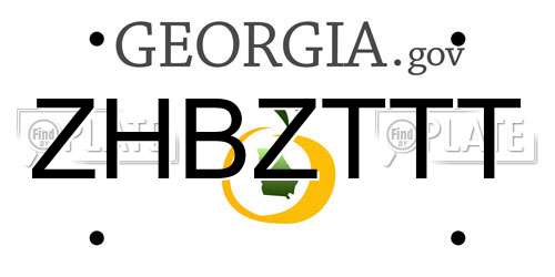ZHBZTTT Georgia License Plate