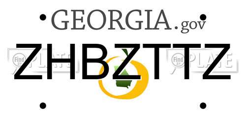 ZHBZTTZ Georgia License Plate