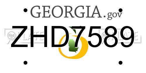 ZHD7589 Georgia License Plate