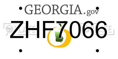 ZHF7066 Georgia License Plate