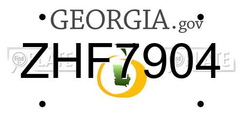ZHF7904 Georgia License Plate