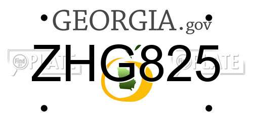 ZHG825 Georgia License Plate
