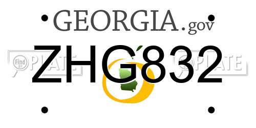 ZHG832 Georgia License Plate