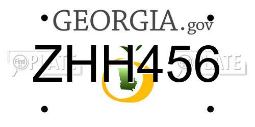 ZHH456 Georgia License Plate