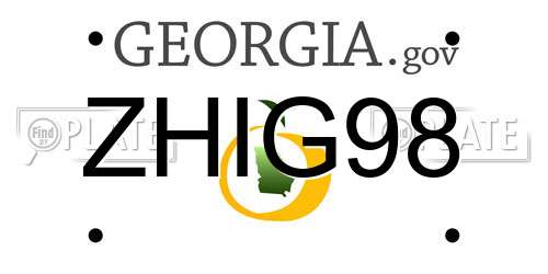 ZHIG98 Georgia License Plate