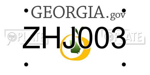 ZHJ003 Georgia License Plate