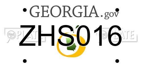 ZHS016 Georgia License Plate