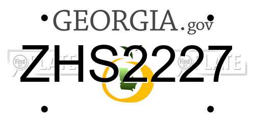 ZHS2227 Georgia License Plate