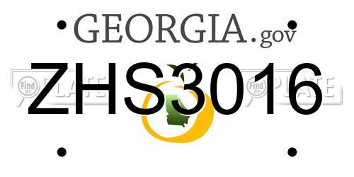 ZHS3016 Georgia License Plate