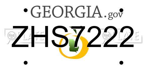 ZHS7222 Georgia License Plate