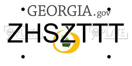 ZHSZTTT Georgia License Plate