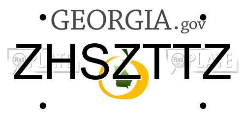 ZHSZTTZ Georgia License Plate