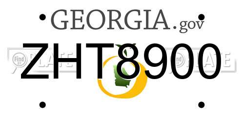ZHT8900 Georgia License Plate