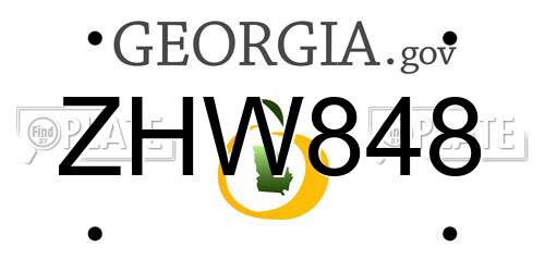 ZHW848 Georgia License Plate