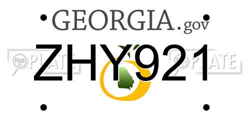ZHY921 Georgia License Plate