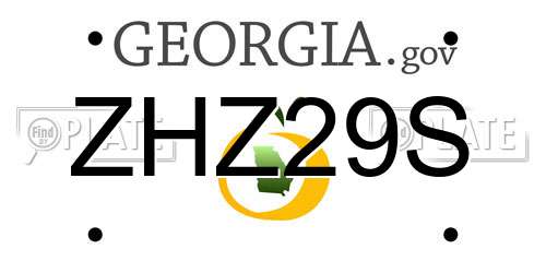 ZHZ29S Georgia License Plate