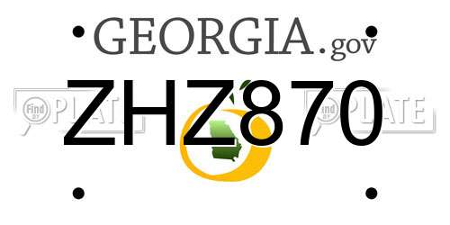ZHZ870 Georgia License Plate