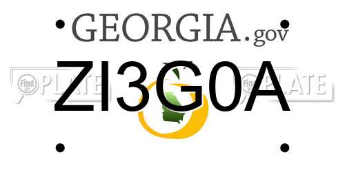 ZI3G0A Georgia License Plate