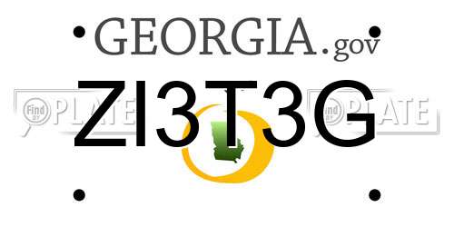 ZI3T3G Georgia License Plate