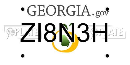 ZI8N3H Georgia License Plate