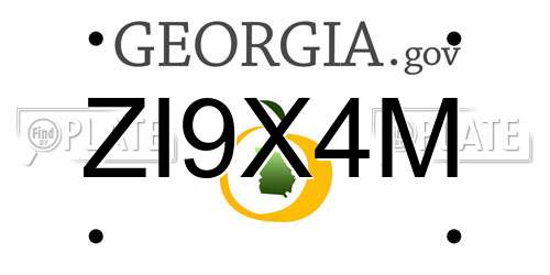 ZI9X4M Georgia License Plate
