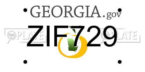 ZIF729 Georgia License Plate