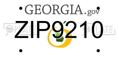 ZIP9210 Georgia License Plate