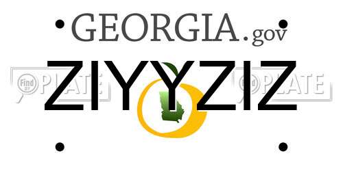 ZIYYZIZ Georgia License Plate