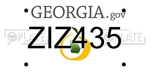 ZIZ435 Georgia License Plate