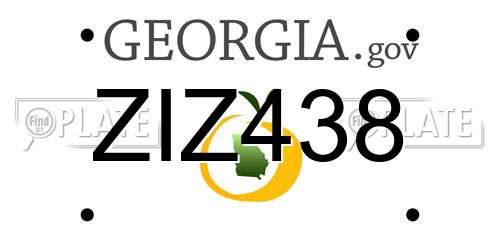 ZIZ438 Georgia License Plate