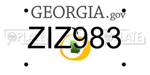 ZIZ983 Georgia License Plate